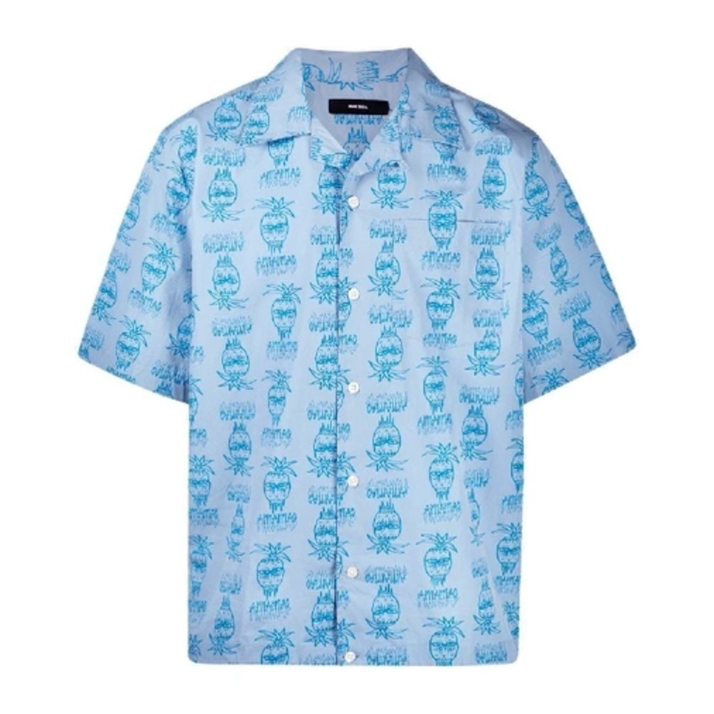 DIESEL Blue Cotton Pineapple Print Short-Sleeve Shirt, Men’s Medium